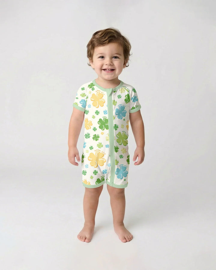 Shamrocks Print St. Patrick's Day Bamboo Shorty Zippy