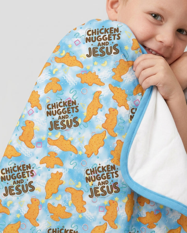 Chicken Nuggets and Jesus Family Matching Bamboo Blanket