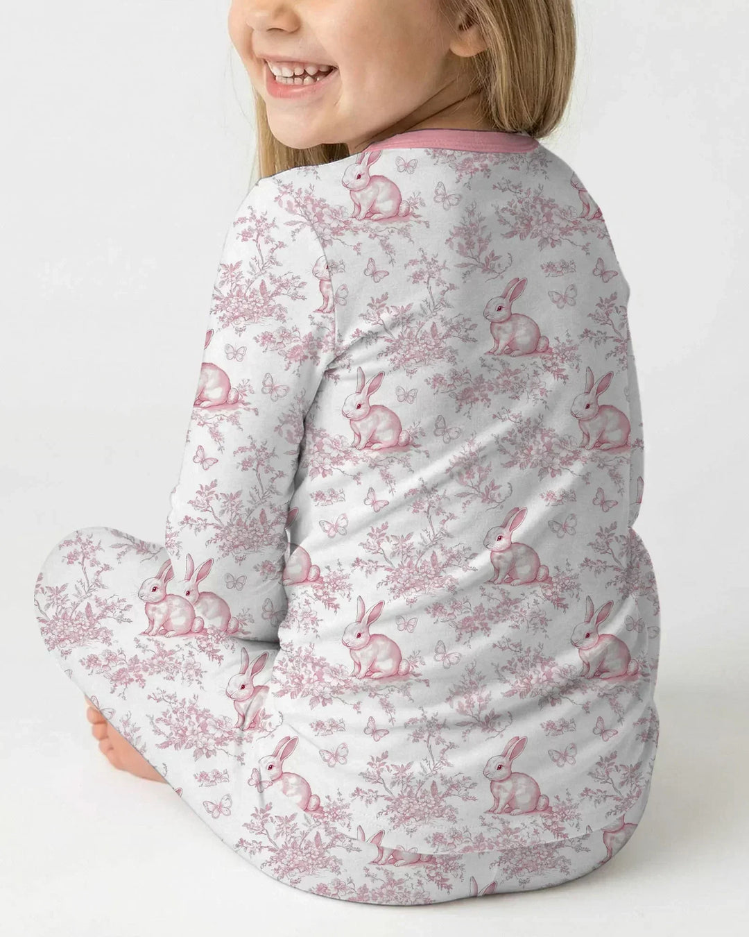 Easter Chinoiserie Toile de Jouy Bamboo Two Piece Long Sleeve Pajama Set