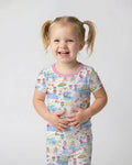 Flamingo Beach Family Matching Bamboo Two Piece Short Sleeve Pajama Set