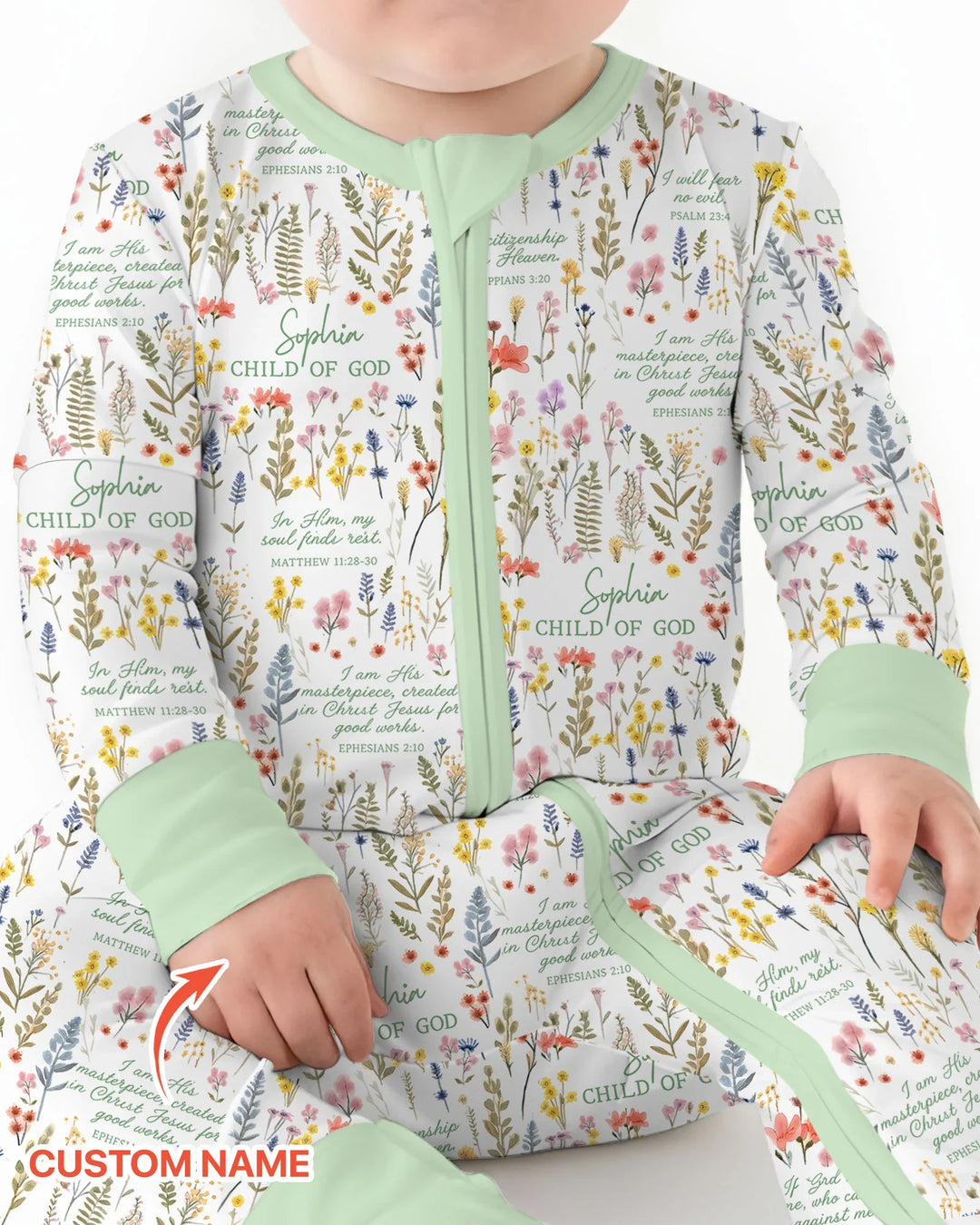 Custom Name Child of God Flower Garden Bamboo Convertible Zippy
