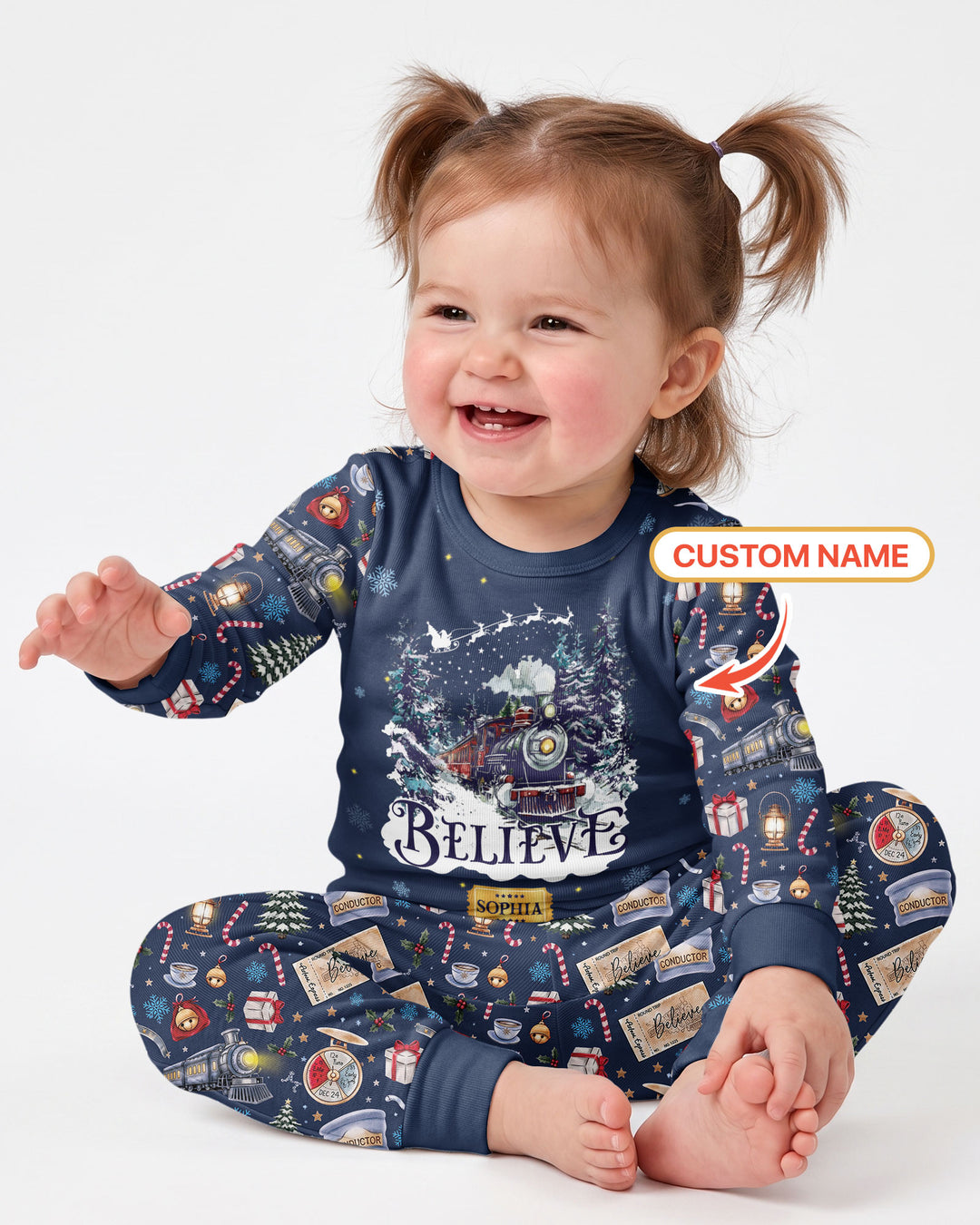 Believe Train Bamboo Two Piece Long Sleeve Pajama Set