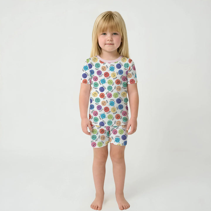 My Emotions Hebrew Bamboo Two Piece Short Sleeve Shorts Pajama Set