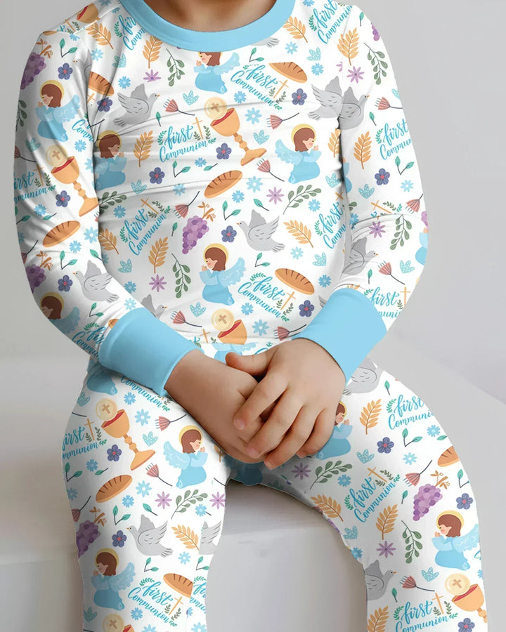 First Communion Bamboo Two Piece Long Sleeve Pajama Set