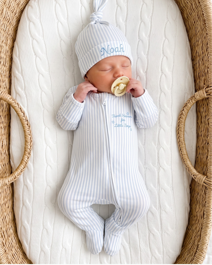 Thank Heaven for Little Boys Bamboo Zipper Footie