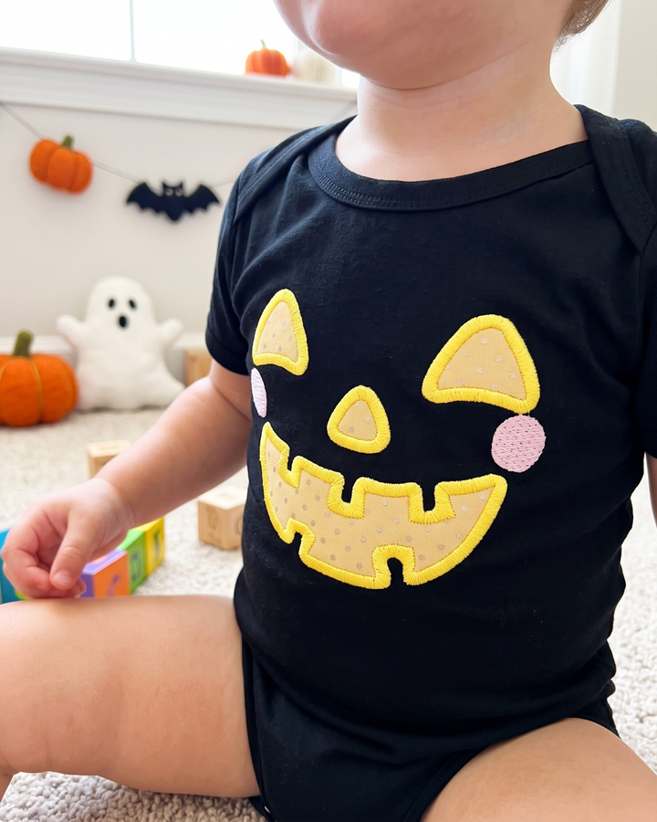 Mini Jack Jack-o'-lantern Applique Embroidered Bamboo Bodysuit