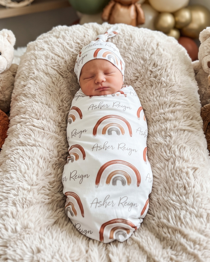 Rustic Rainbow Dreams Bamboo Swaddle Blanket