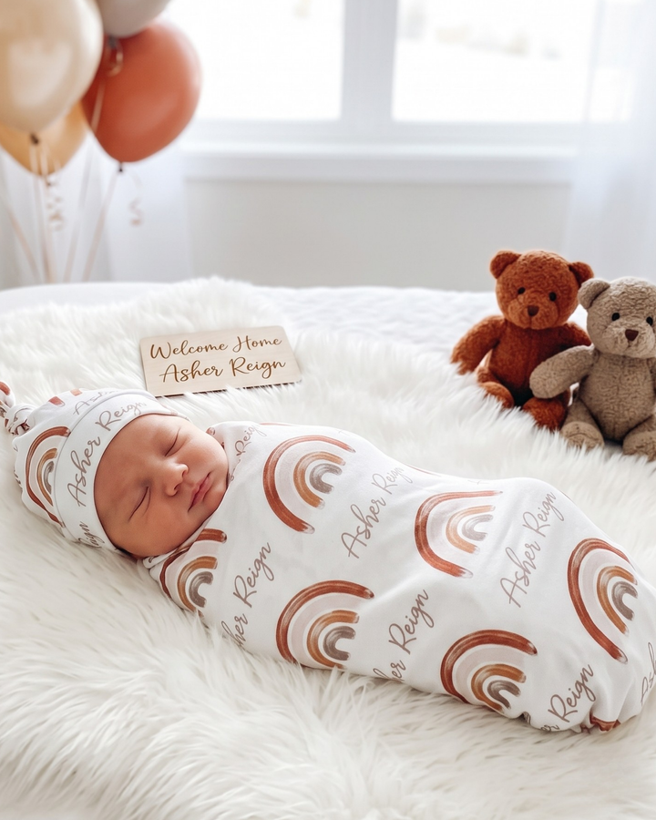Rustic Rainbow Dreams Bamboo Swaddle Blanket