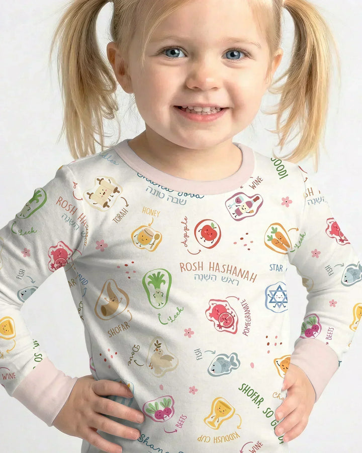 Happy Rosh Hashanah Bamboo Two Piece Long Sleeve Pajama Set