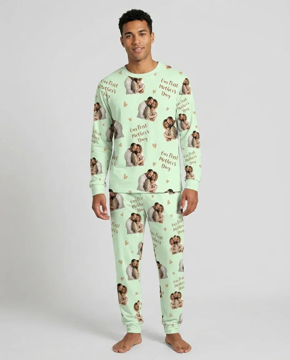 Custom Photo Our First as Parents Bamboo Men's Pajama Set