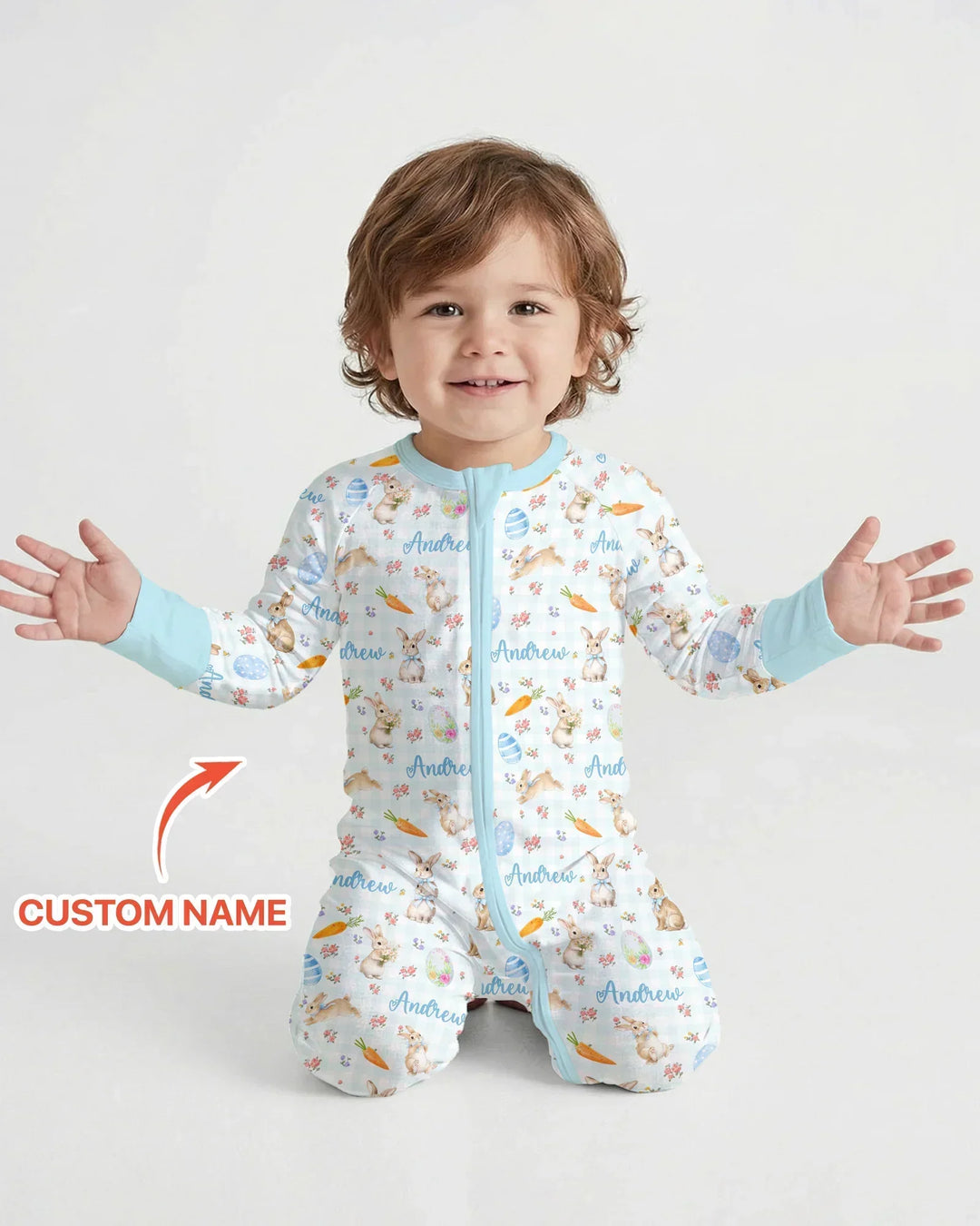 Custom Name Bunny Garden Bamboo Convertible Zippy