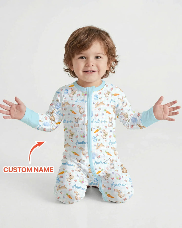Custom Name Bunny Garden Bamboo Convertible Zippy