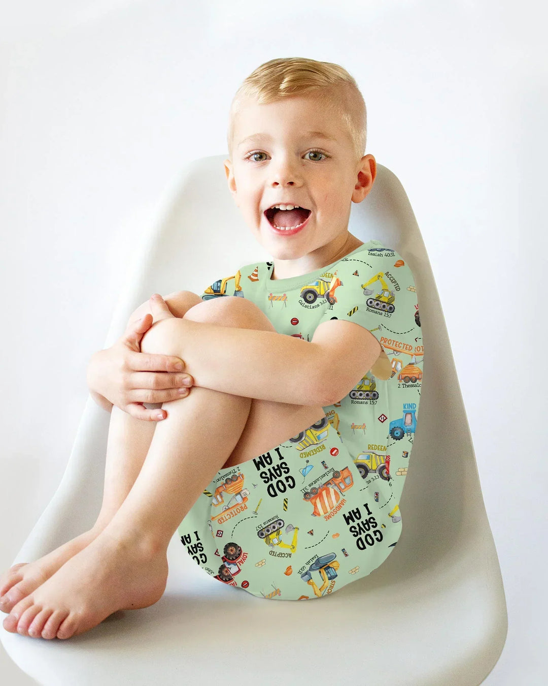 God Says I Am Boy Bamboo Two Piece Short Sleeve Shorts Pajama Set