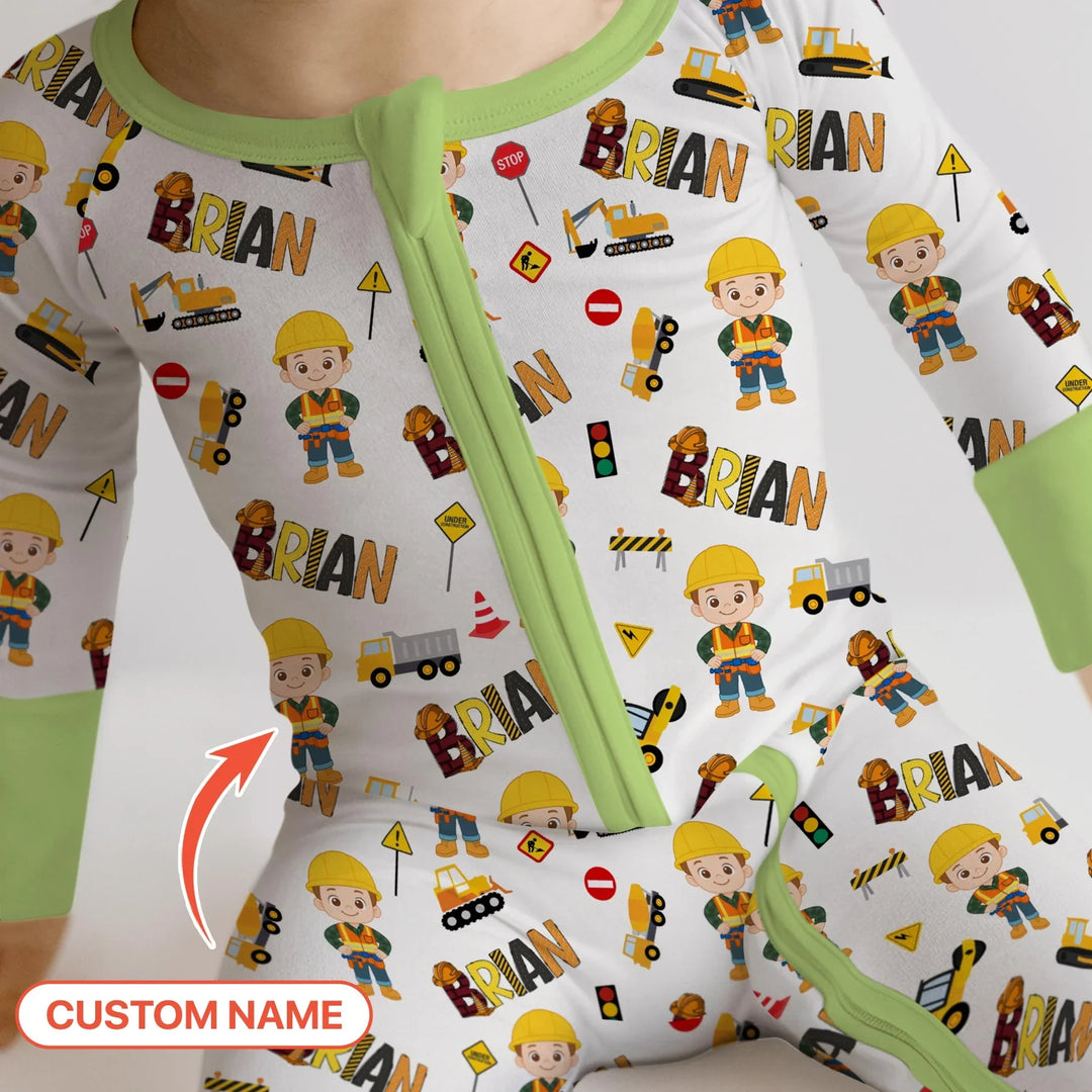 Custom Name Doodle Little Builder Bamboo Convertible Zippy