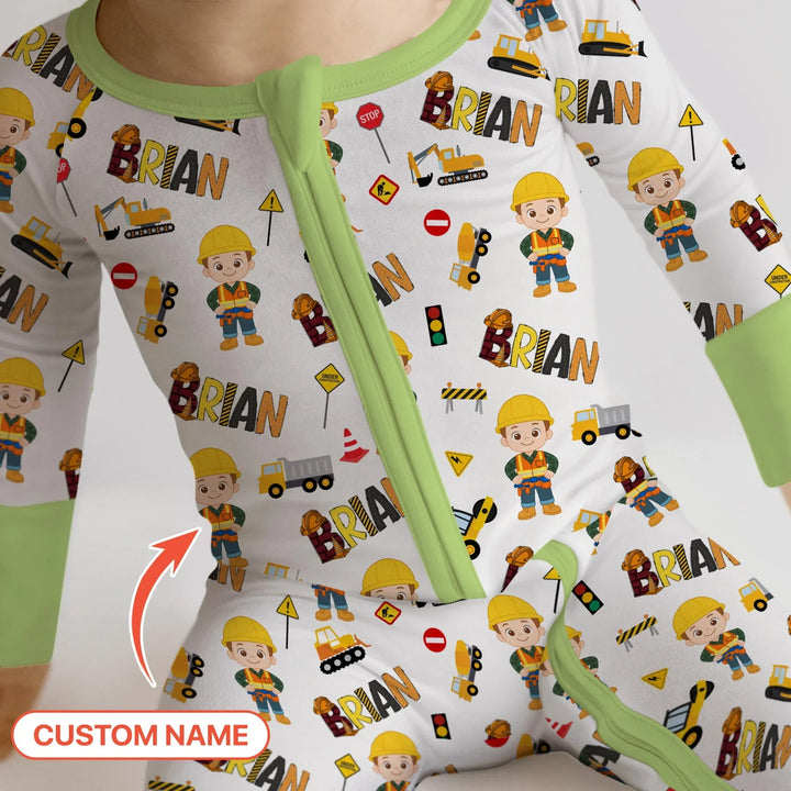 Custom Name Doodle Little Builder Bamboo Convertible Zippy