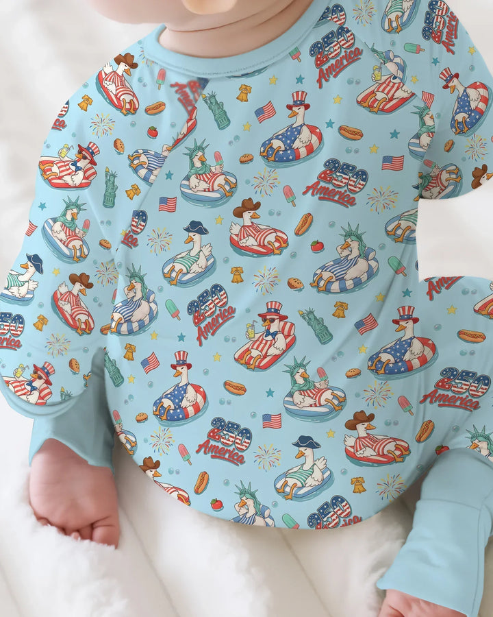 250 America Patriotic Goose Family Matching Bamboo Convertible Zippy