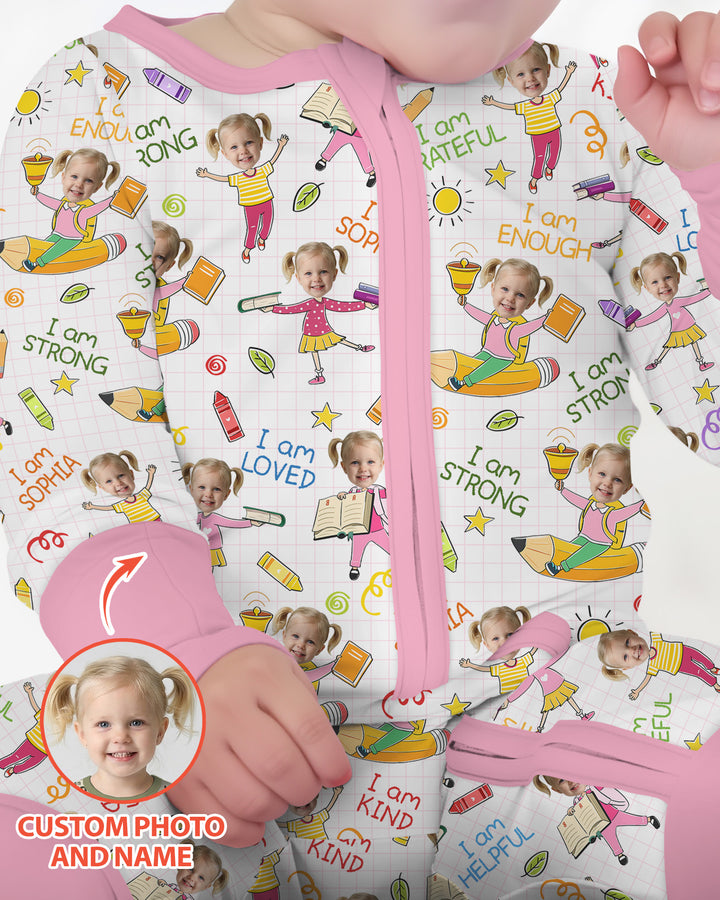 Custom Photo Kid Affirmations I Am Kind Bamboo Convertible Zippy