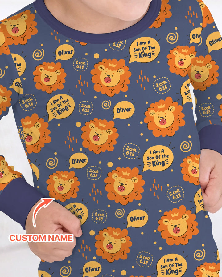 I Am A Son Of The King Custom Name Two Piece Long Sleeve Pajama Set