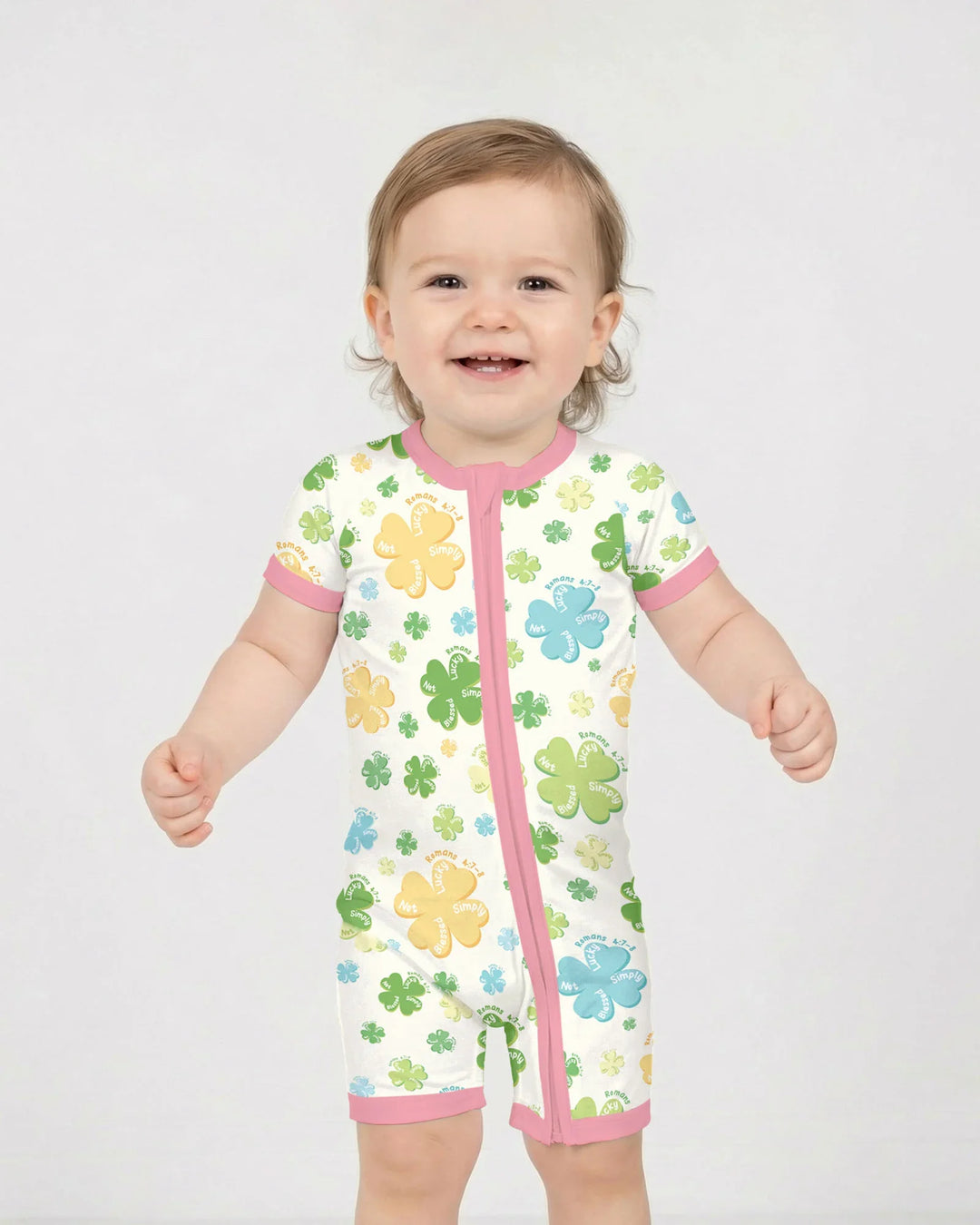 Shamrocks Print St. Patrick's Day Bamboo Shorty Zippy