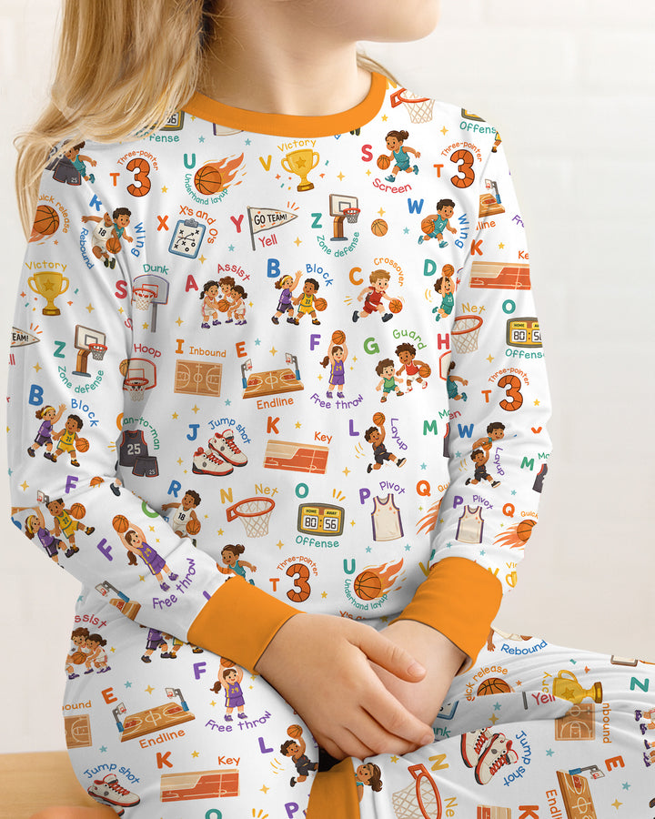 Basketball Alphabet Bamboo Two Piece Long Sleeve Pajama Set