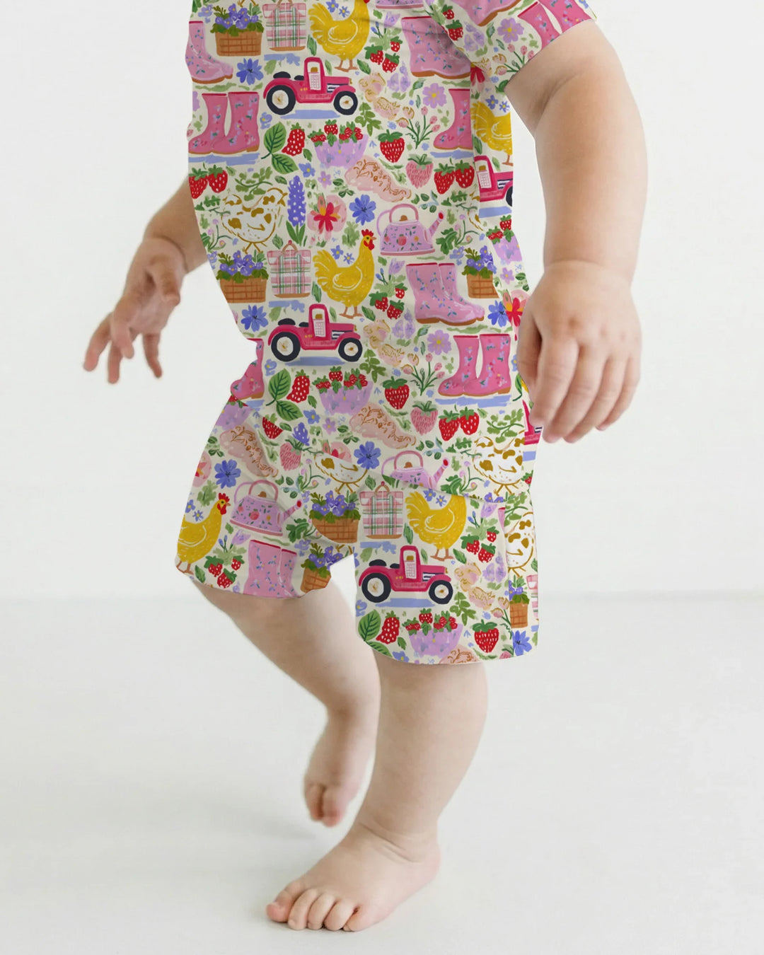 Farm Life Mommy & Me Matching Bamboo Two Piece Short Sleeve Shorts Pajama Set