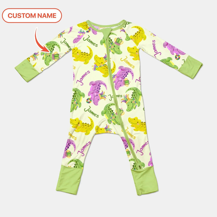 Custom Name Mardi Gras Alligator Bamboo Convertible Zippy
