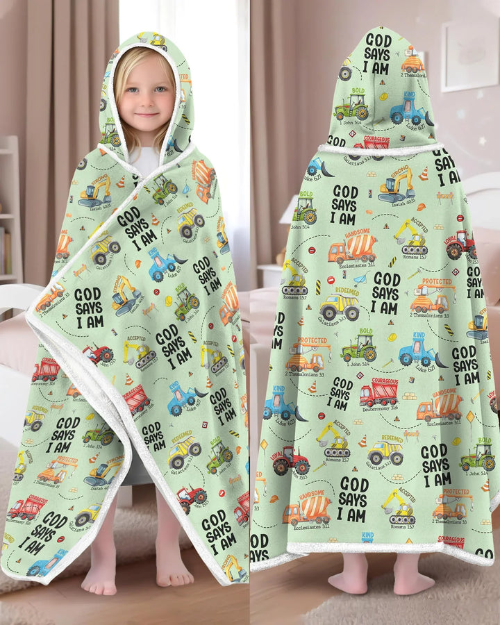 God Says I Am Boy Bamboo Wearable Hooded Blanket