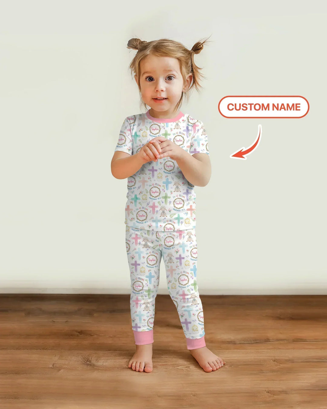 He Is Risen Personalized Bamboo Two Piece Short Sleeve Pajama Set