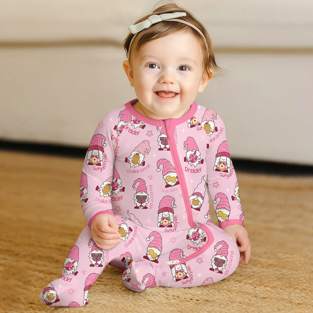 Happy Hanukkah Matching Family Convertible Zippy , Happy Hanukkah Matching Family Convertible Zippy - 0-3M / Girl