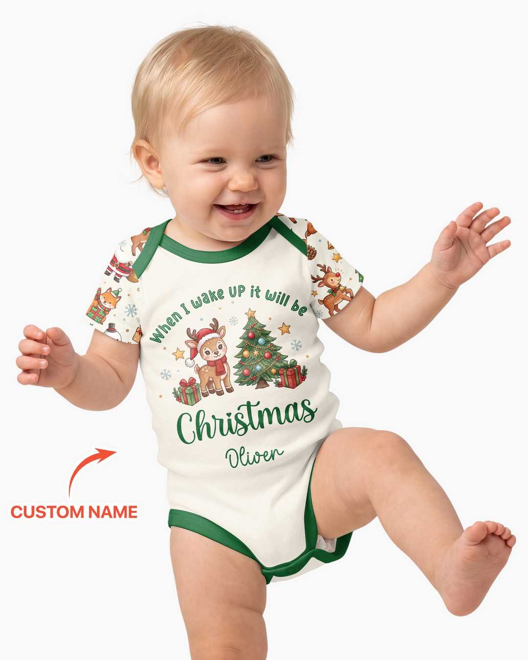 Custom Name When I Wake Up It's Will Be Christmas Bamboo Bodysuit
