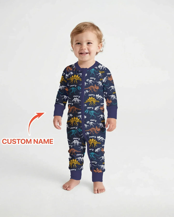 Dino Bones Parade Custom Name Bamboo Convertible Zippy