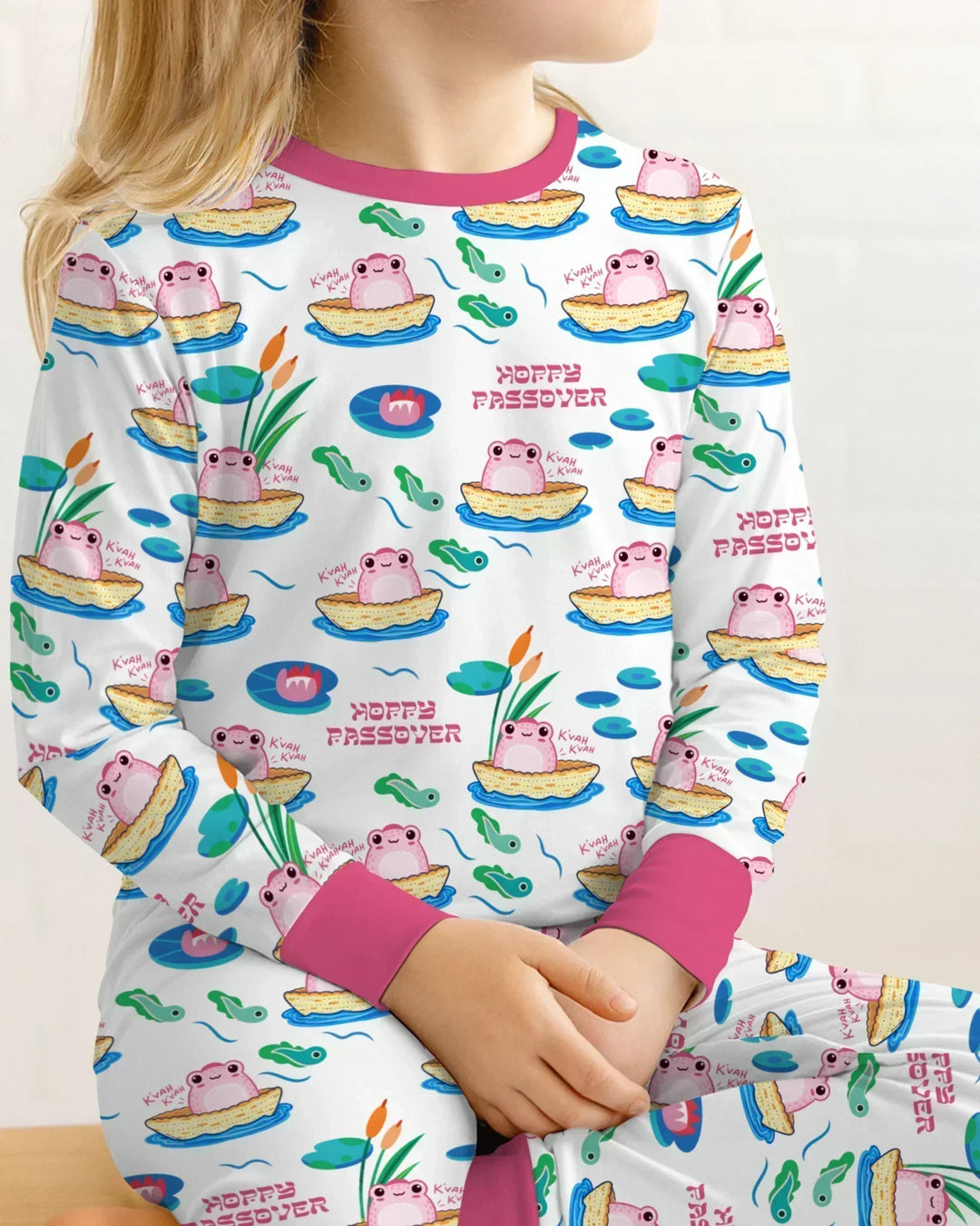 Hoppy Passover Family Matching Bamboo Two Piece Long Sleeve Pajama Set