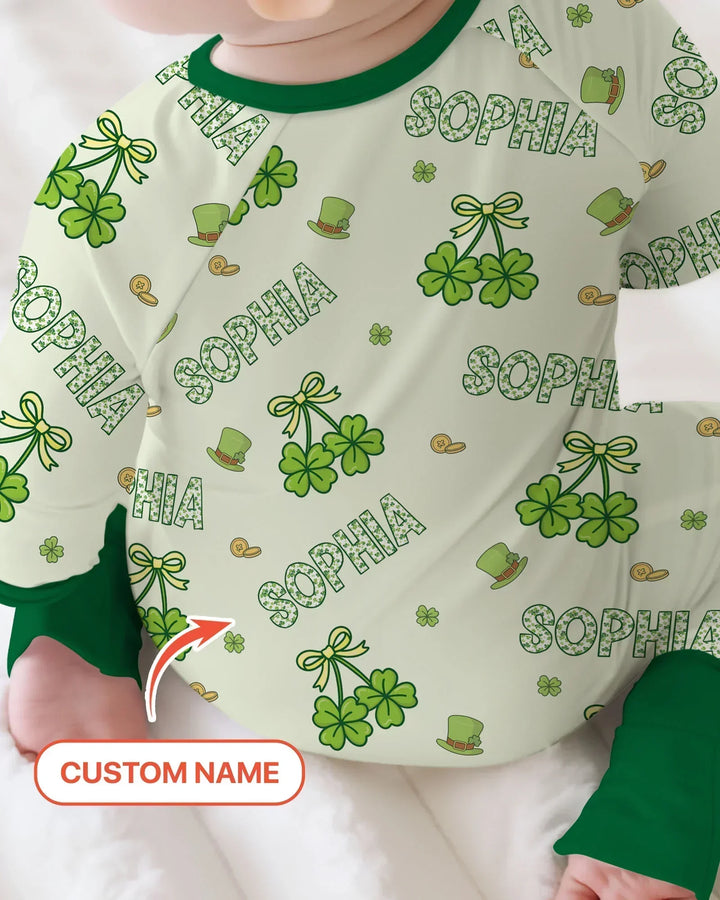 Custom Name Lucky Little Shamrock Bamboo Convertible Zippy