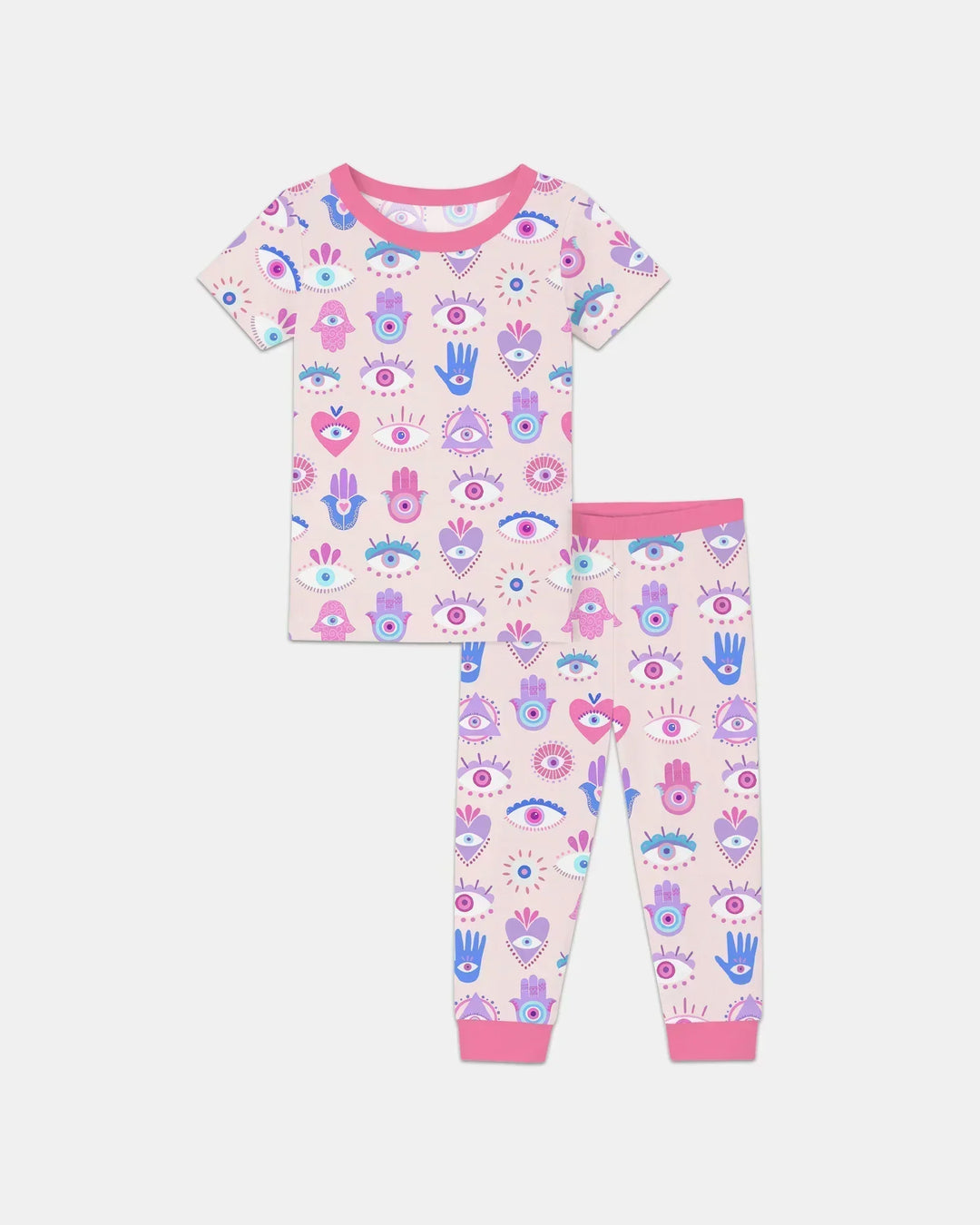 Hamsa Heart Guardians Family Matching Bamboo Two Piece Short Sleeve Pajama Set