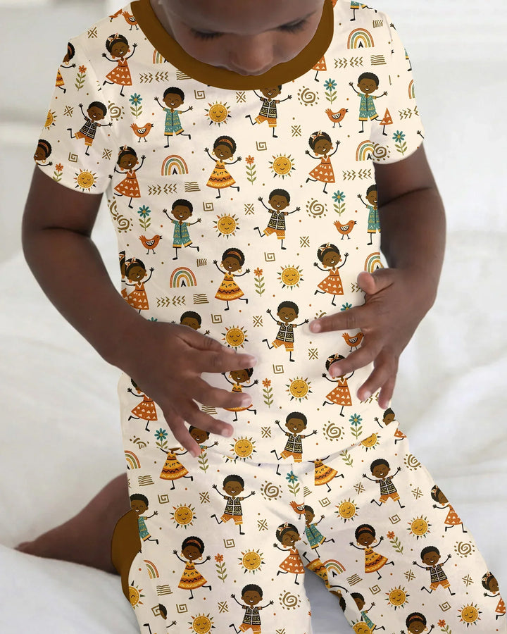 Cute African Heritage Bamboo Two Piece Short Sleeve Pajama Set