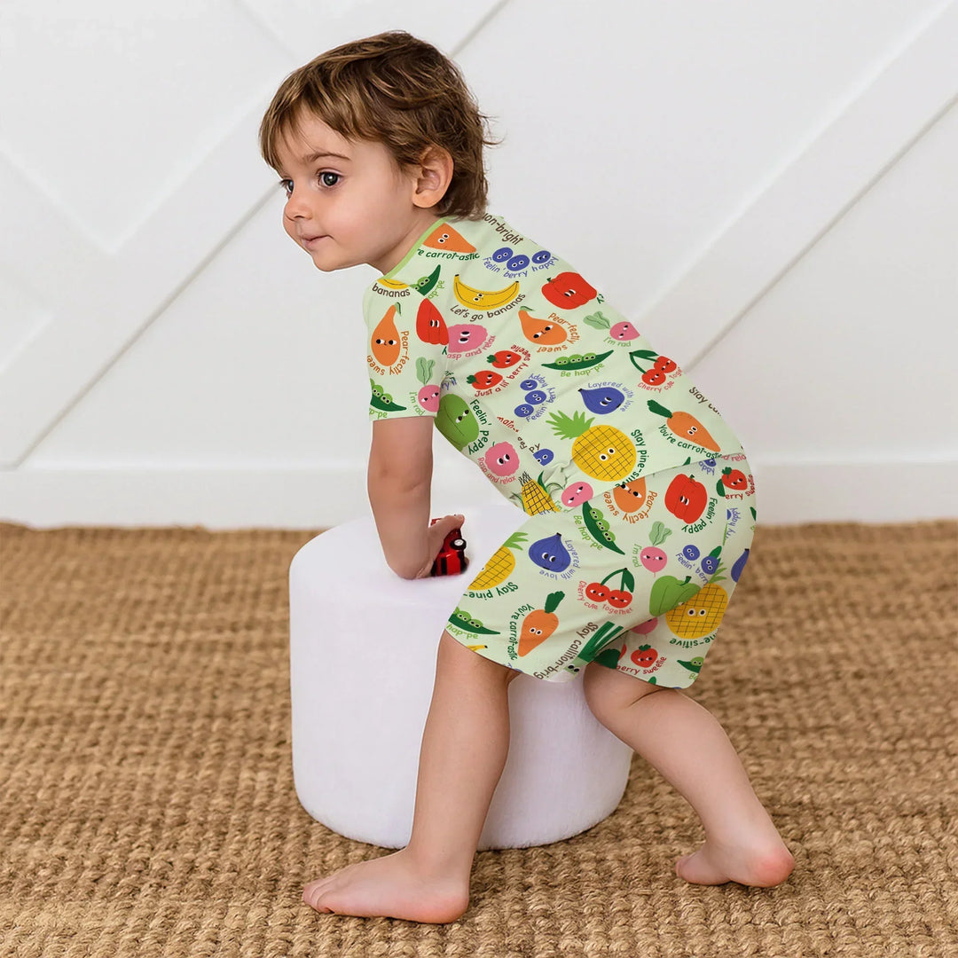 Little Veggie Garden Bamboo Two Piece Short Sleeve Shorts Pajama Set