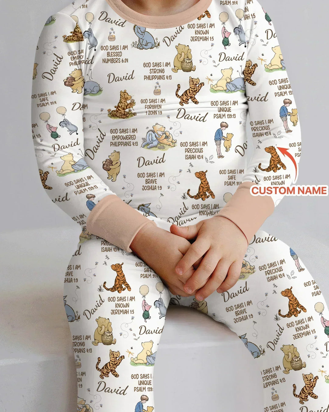 Custom Name God Says I Am Classic Bear Bamboo Two Piece Long Sleeve Pajama Set