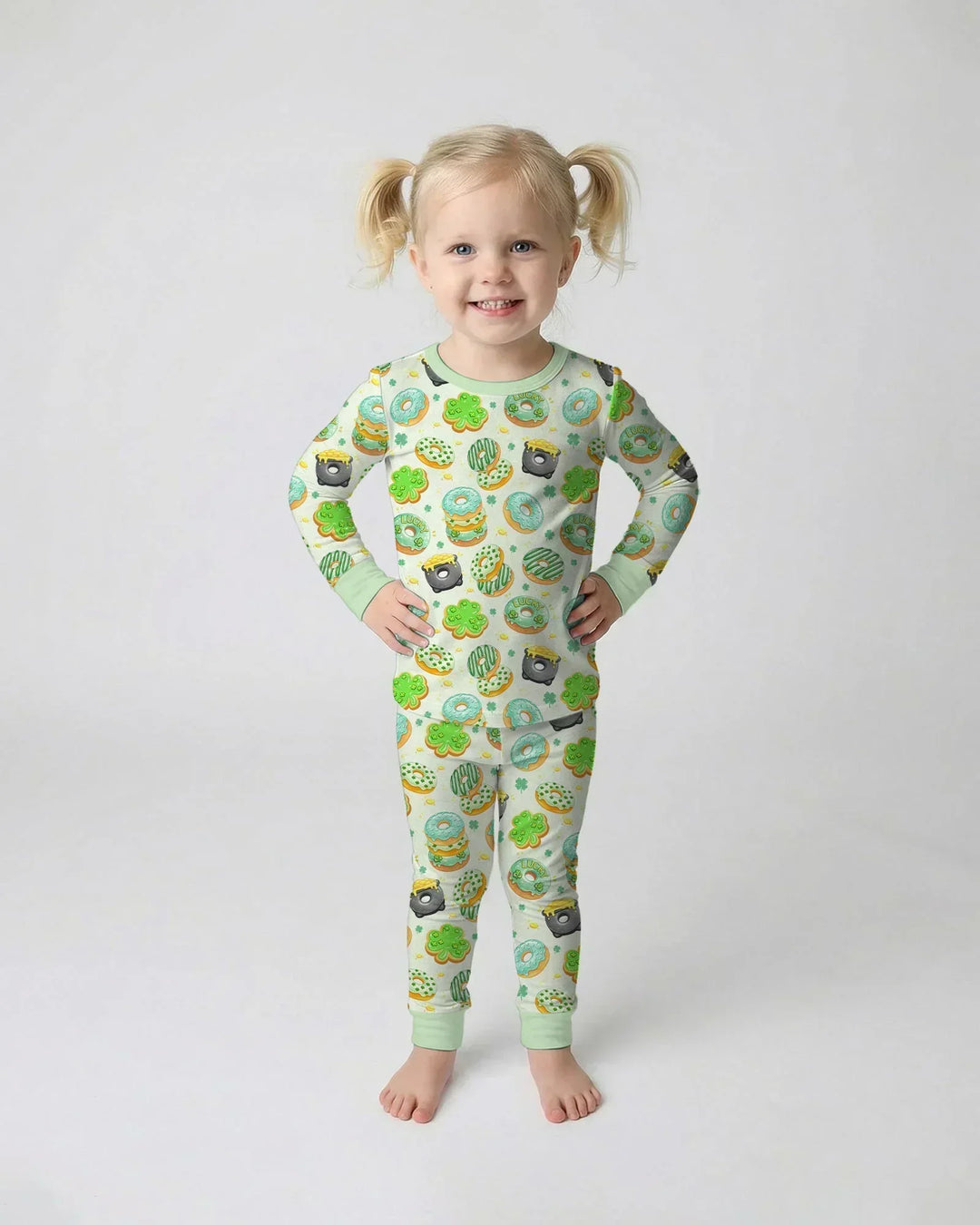 St. Patrick's Day Donut Bamboo Two Piece Long Sleeve Pajama Set