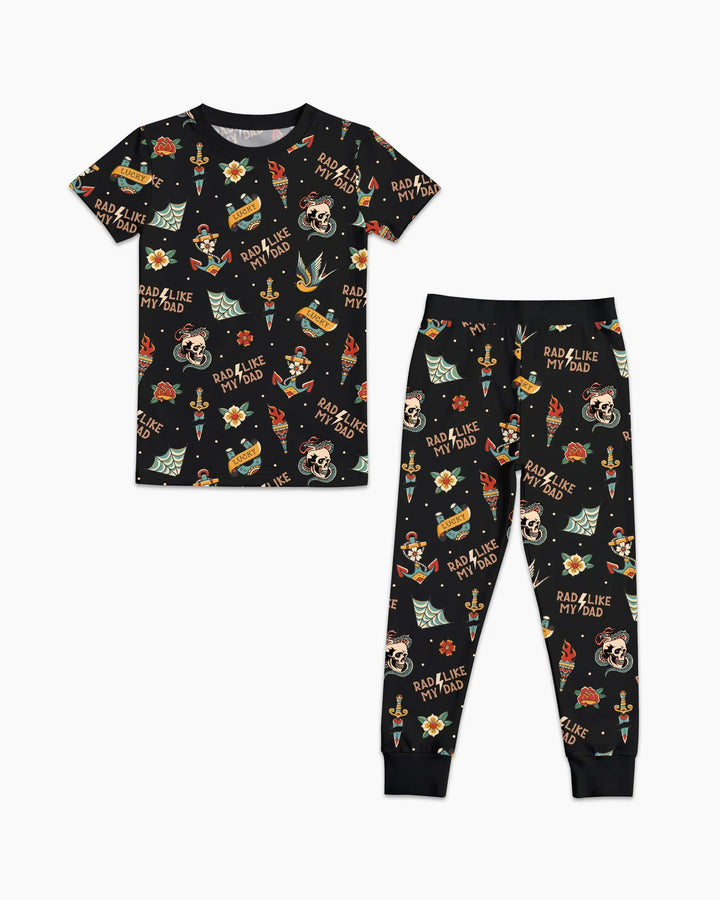 Rad Dad Society Daddy & Me Matching Bamboo Two Piece Short Sleeve Pajama Set