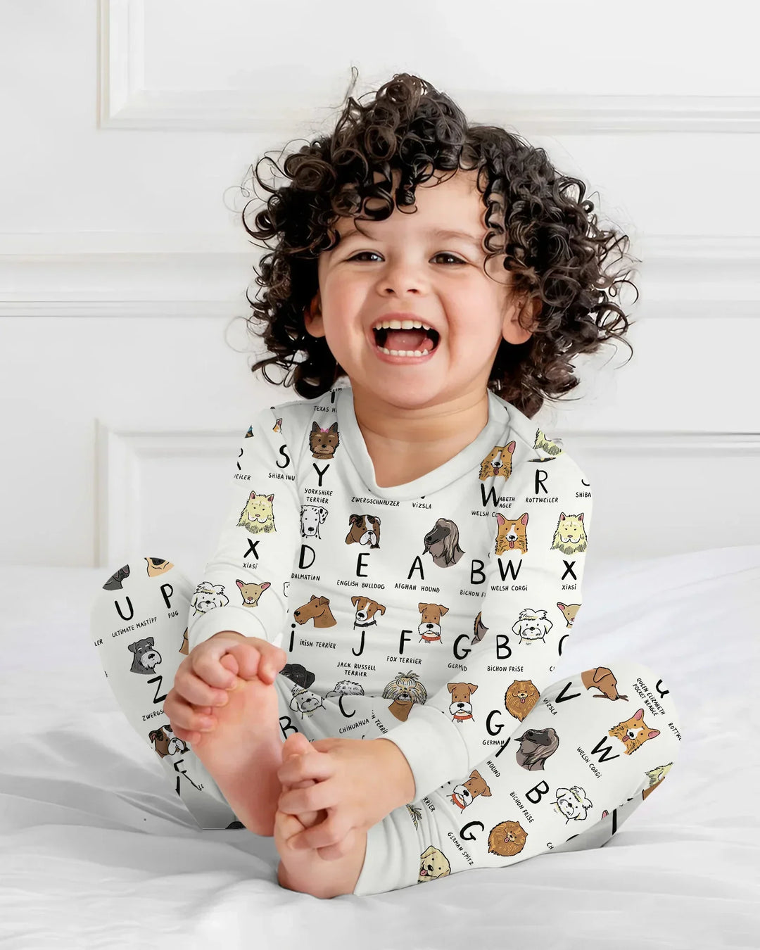 Funny Dogs Alphabet Bamboo Two Piece Long Sleeve Pajama Set