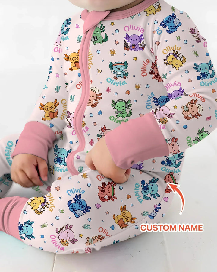 Custom Name Cute Hobby Axolotl Bamboo Convertible Zippy