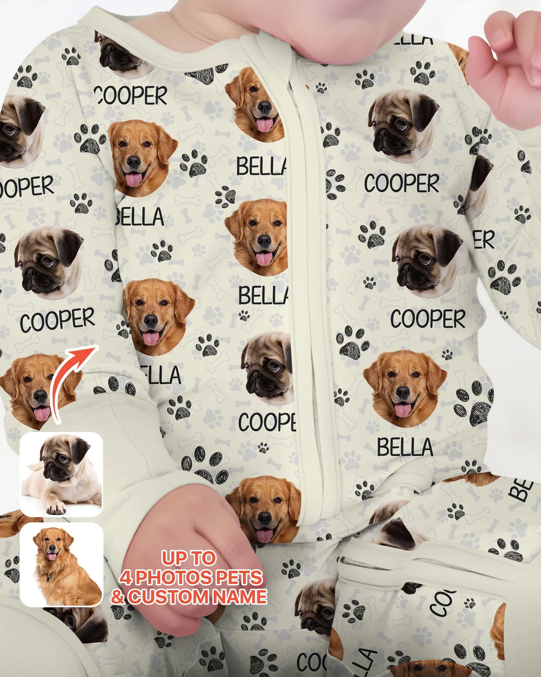 Custom Dog Photo With Paw Bamboo Convertible Zippy