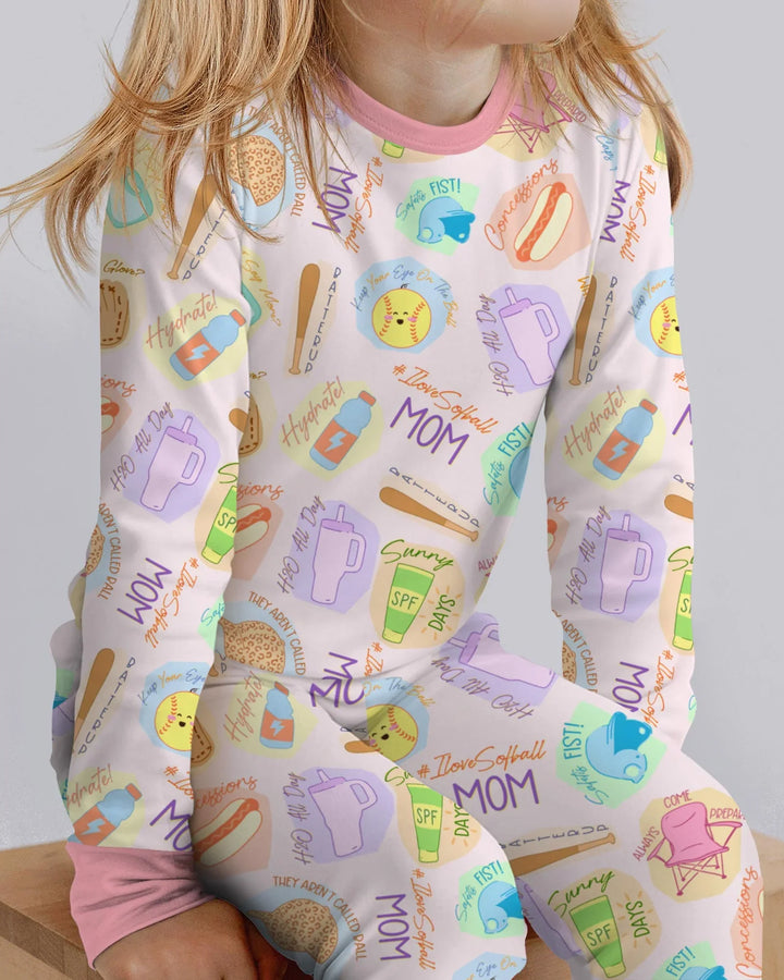 SoftBall Mom Saves The Days Two Piece Long Sleeve Pajama Set