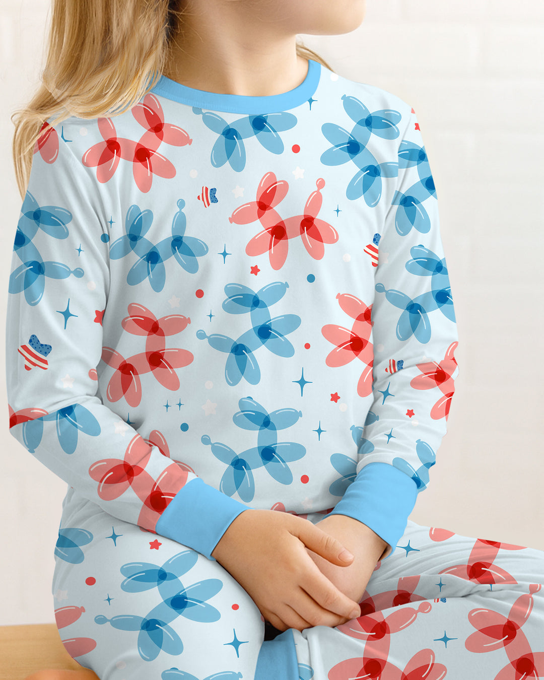 American Balloon Dog Party Bamboo Two Piece Long Sleeve Pajama Set