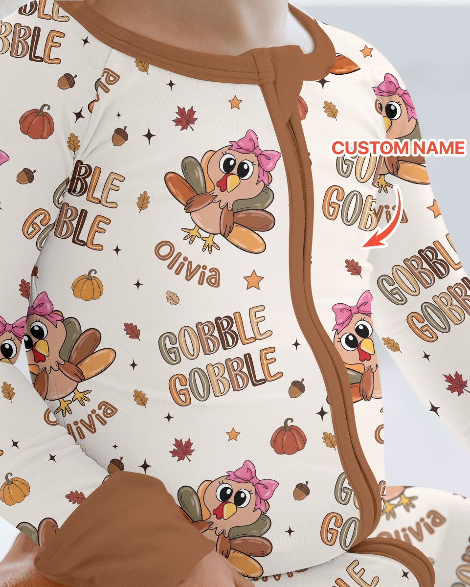 Custom Name Gobble Gobble Bamboo Convertible Zippy