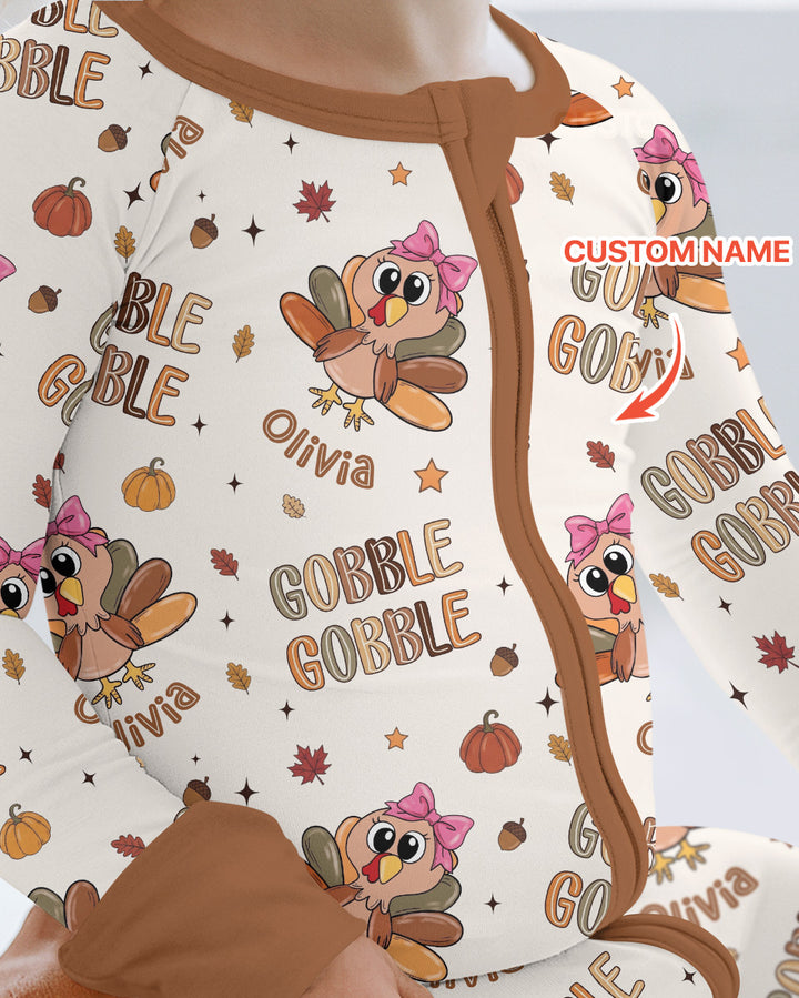 Custom Name Gobble Gobble Bamboo Convertible Zippy