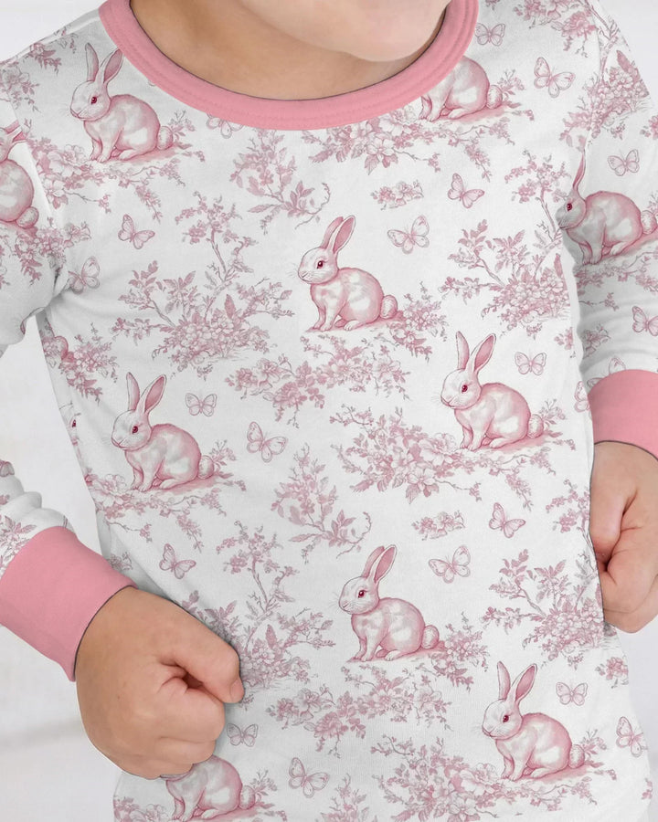 Easter Chinoiserie Toile de Jouy Bamboo Two Piece Long Sleeve Pajama Set