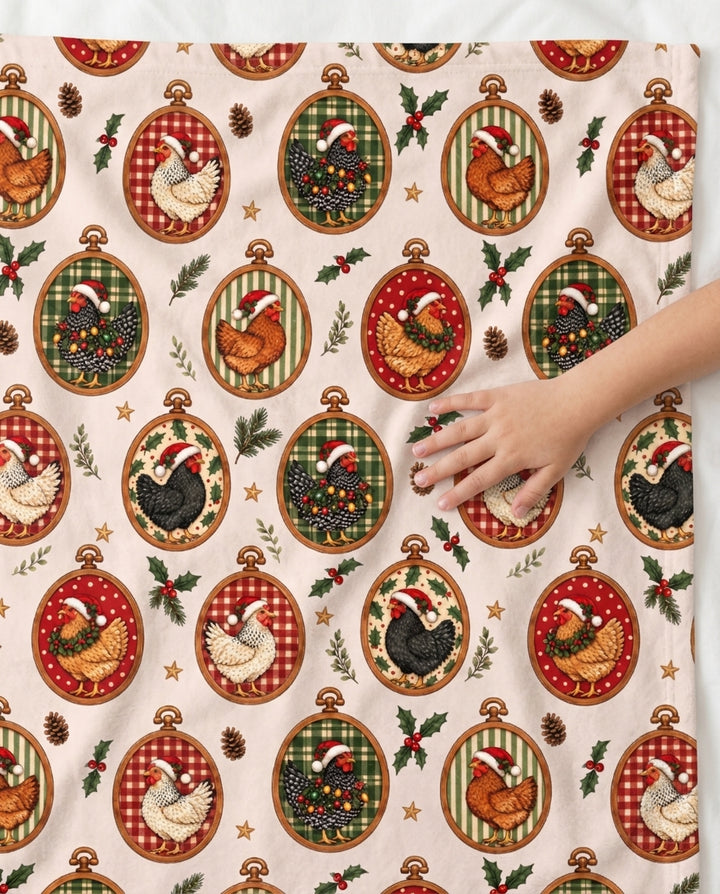Chicken Merry Clucking Christmas  Bamboo Blanket