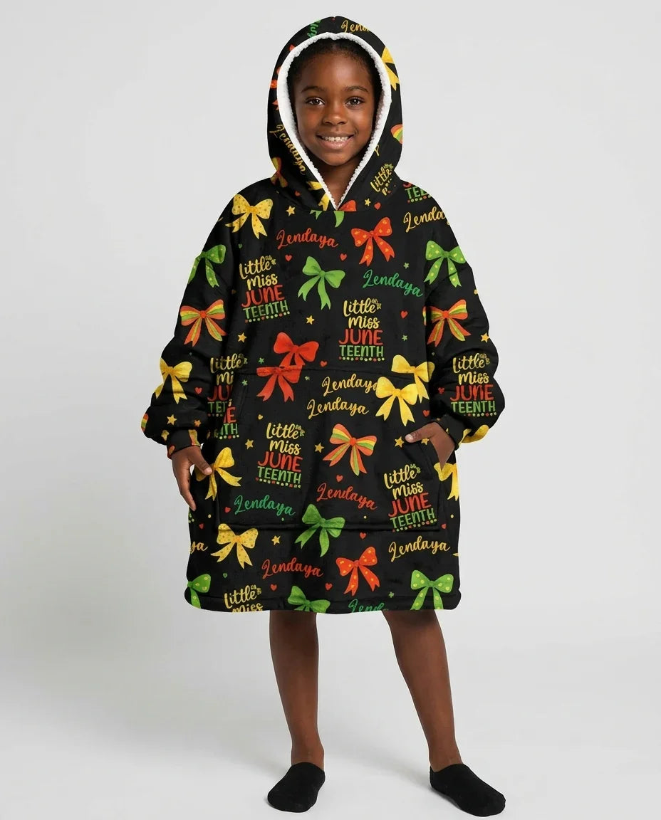 Little Miss Juneteenth Bamboo Blanket Hoodie