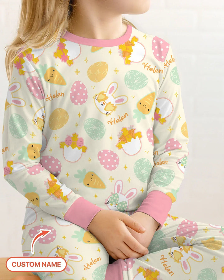 Retro Easter Bamboo Two Piece Long Sleeve Pajama Set